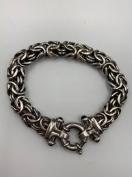 Wide Vintage Sterling Silver Toggle Bracelet