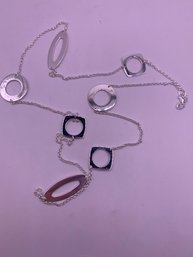 Funky Long Sterling Silver Chain Necklace