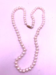 Lovely Hand Knotted Creamy Pearl Necklace 14kt