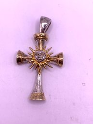 Sterling Vermeil Cross With Sun Face