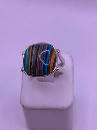 Jay King Rainbow Calsilica Sterling Silver Ring