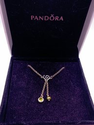 Authentic Pandora Peridot Sterling Silver Necklace