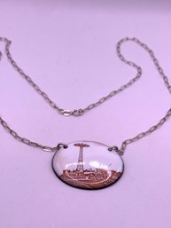 Fun Coney Island Parachute Jump Sterling Necklace
