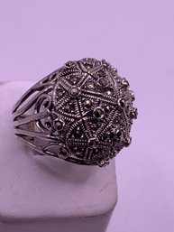 Bold Sterling Silver Marcasite Dome Ring