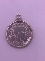 1936 American Buffalo Nickel In Sterling Bezel