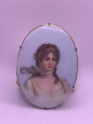 Victorian Porcelain Lady Brooch