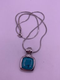 Sterling Silver Snake Chain With Turquoise Pendant