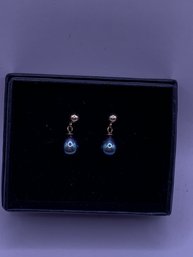 Lustrous Black Cultured Pearl 14kt Gold Earrings