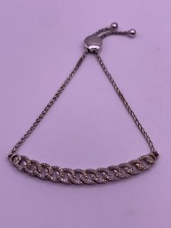 Pave Diamond Link Sterling Lariat Bracelet
