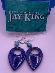 Jay King Lapis Turquoise Sterling Tear Drop Earrings