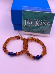 Lovely Jay King Amber And Lapis Sterling Earrings