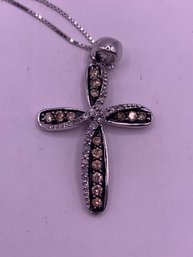 White Gold Cross With Chocolate And White Diamonds