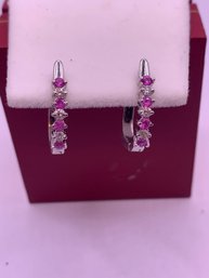 Beautiful 14kt Gold Diamond And Ruby Earrings