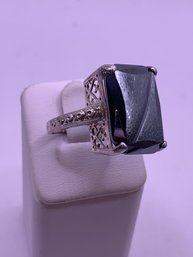 Large Sterling Silver Hematite Cocktail Ring