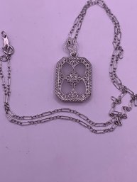 Vintage Sterling Silver Camphor Glass Diamond Necklace