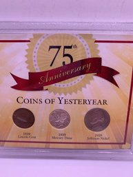 1939 Coins Of Yesteryear Silver Dime , Penny And Nickel