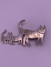Vintage Kitty Cat Sterling Silver Brooch Pin