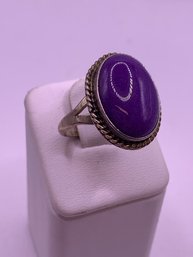 Signed Navajo Nakai Dyed Turquoise Sterling Ring