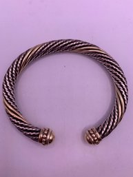 Classic 14 Kt Yellow And Sterling  Cable Bracelet