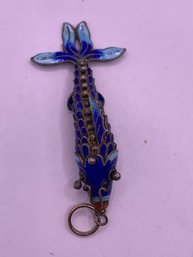 Chinese Articulated Enamel Sterling Fish Pendant