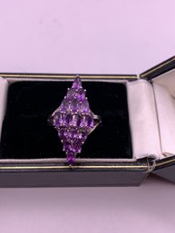 Gorgeous Sterling  Silver Amethyst Statement Ring