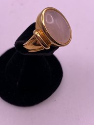 Large Rose Quartz Vermeil Sterling Silver Ring