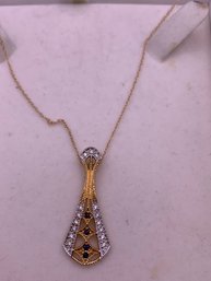 Elegant 14kt Gold Diamond And Sapphire Necklace