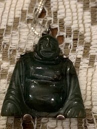 Vintage Jade Buddha Sterling Silver Necklace