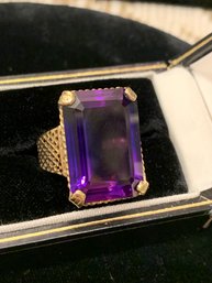Gorgeous Vintage Deep Purple Amethyst And 14kt  Ring