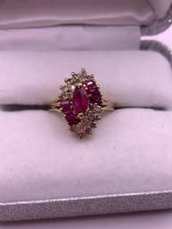Gorgeous 14kt Gold Ruby And Diamond Cocktail Ring