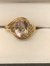 Sleek Elegant Morganite 14 Kt Gold Ring