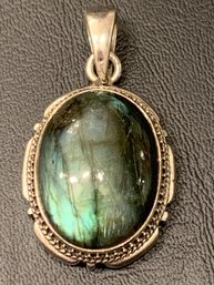Large Labradorite And Sterling Silver Pendant
