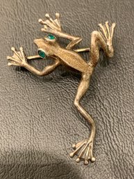 Cute Sterling Silver Artisan Frog Brooch