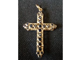 Vintage 14-karat Gold And Sapphire Cross