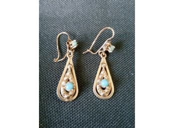 Vintage 14-karat Gold And Turquoise Dangle Earrings