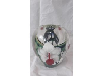 2004 Lotton Studios Orchid Art Glass Vase By Artist Scott Bayless