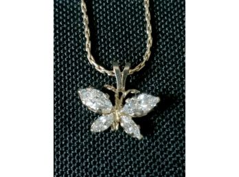 14-karat Gold And Diamond Butterfly Pendant And Chain