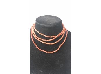 Long Strand Of Agate Beaded Necklace