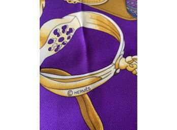 Vintage Luxurious Authentic Hermes Purple Silk Scarf