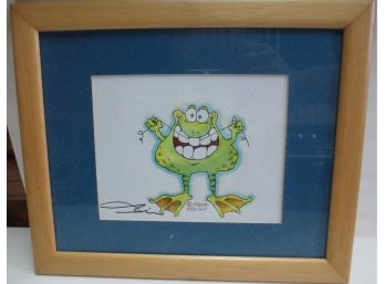 Steve Gill Signed Art Print Of A Frog Flossing
