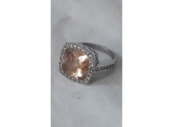 Gorgeous Sterling Silver & Topaz Cocktail Ring Size 7