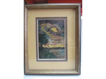 Framed Limited Edition Art Print Illegibly Signed & Titled Night Shade