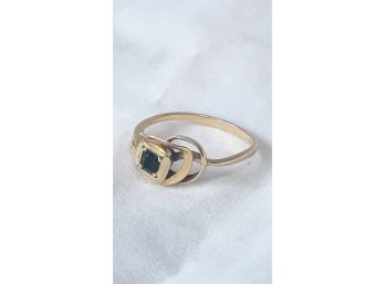 Elegant 14k Yellow Gold & Emerald Ring Size 7