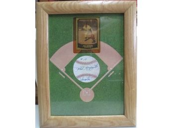 Phil Scooter Rizzuto # 10 Baseball Card And Signed Baseball Diamond Print