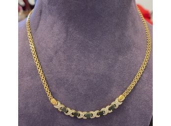 Gorgeous Vermeil Sterling Silver Necklace With Diamonds And Sapphires
