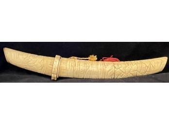 Antique Bone Hand Carved Samurai Ceremonial Dagger