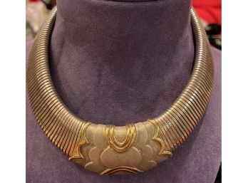 Gorgeous Designer Sterling Silver & 14k Gold Statement Necklace