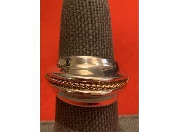 Mid Century Sterling Silver 14kt Gold Ring