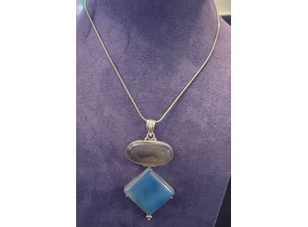 Elegant Statement Sterling Silver Pendant With Agate