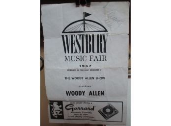 Scarce Signed Woody Allen Folded Westbury Music Fair Tear Out Page W/ Avis & Garrard Ads